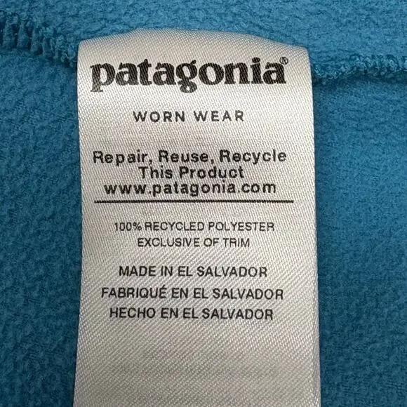 Patagonia Worn Wear Micro D Snap-T Fleece Sweatshirt Blue Size L - Picture 7 of 12
